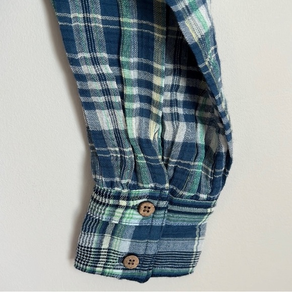 Free People First Bloom Plaid Top Blue Size XS Retails $78 - Picture 7 of 10